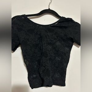 American Apparel Black Lace Cropped Tank